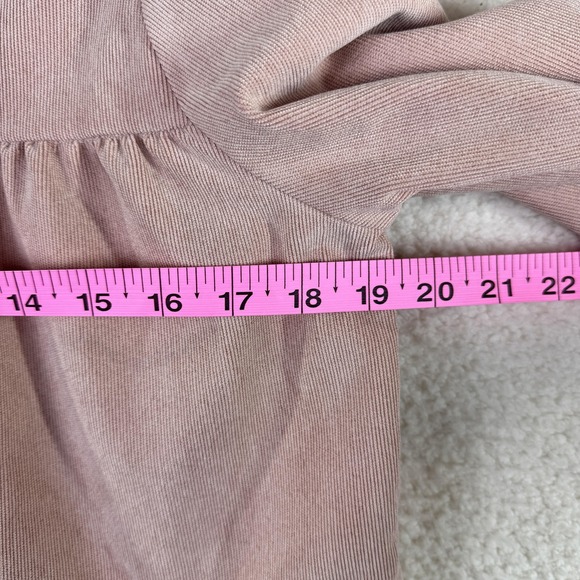 Zara Shirt Womens XS Pink Corduroy Button Front Tiered Babydoll Long Sleeve Top - Picture 9 of 9